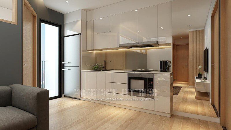 Mẫu tủ bếp gỗ công nghiệp phong cách hiện đại sang trọng không lo bị lỗi mốt Tủ bếp gỗ công nghiệp và tủ bếp acrylic