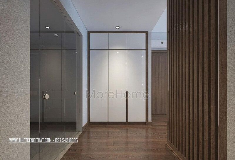 Mẫu tủ quần áo âm tường đẹp sử dụng gỗ công nghiệp An Cường mang đến vẻ đẹp tinh tế, tinh nghi cho căn phòng ngủ gia chủ.