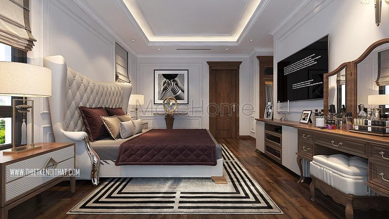 Thiết kế phòng ngủ phong cách tân cổ điển luôn là xu hướng lựa chọn ưu tiên hàng đầu của các hộ gia đình.